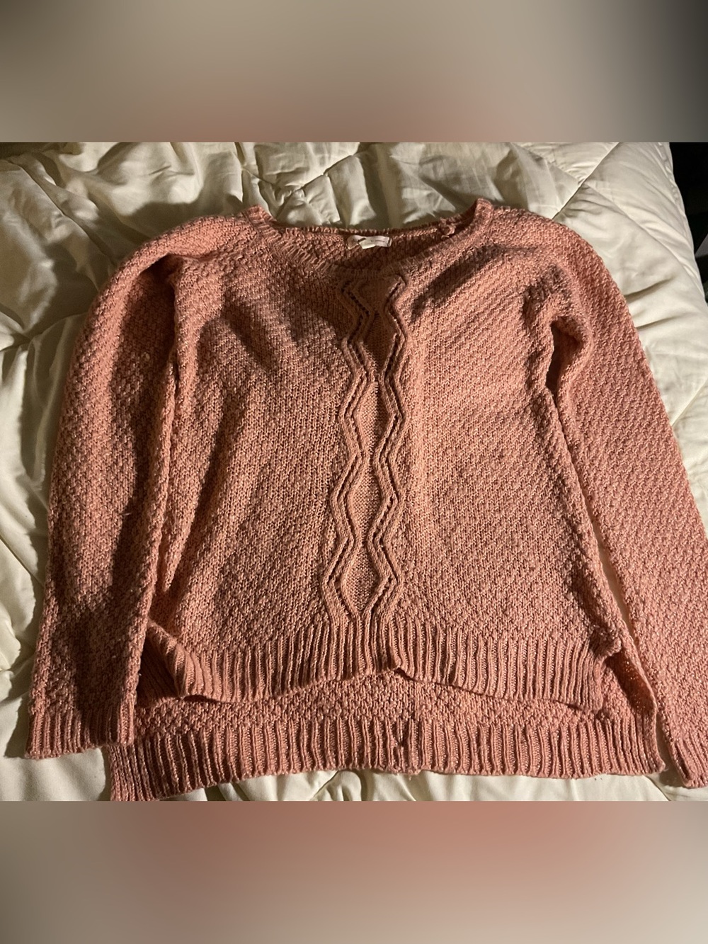 Y2K Pink Rose Pink Cable Knit Crew Sweater